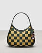 COACH®,Ergo Bag In Woven Checkerboard Repurposed Leather,Small,Dark Fern/Sunflower,Front View