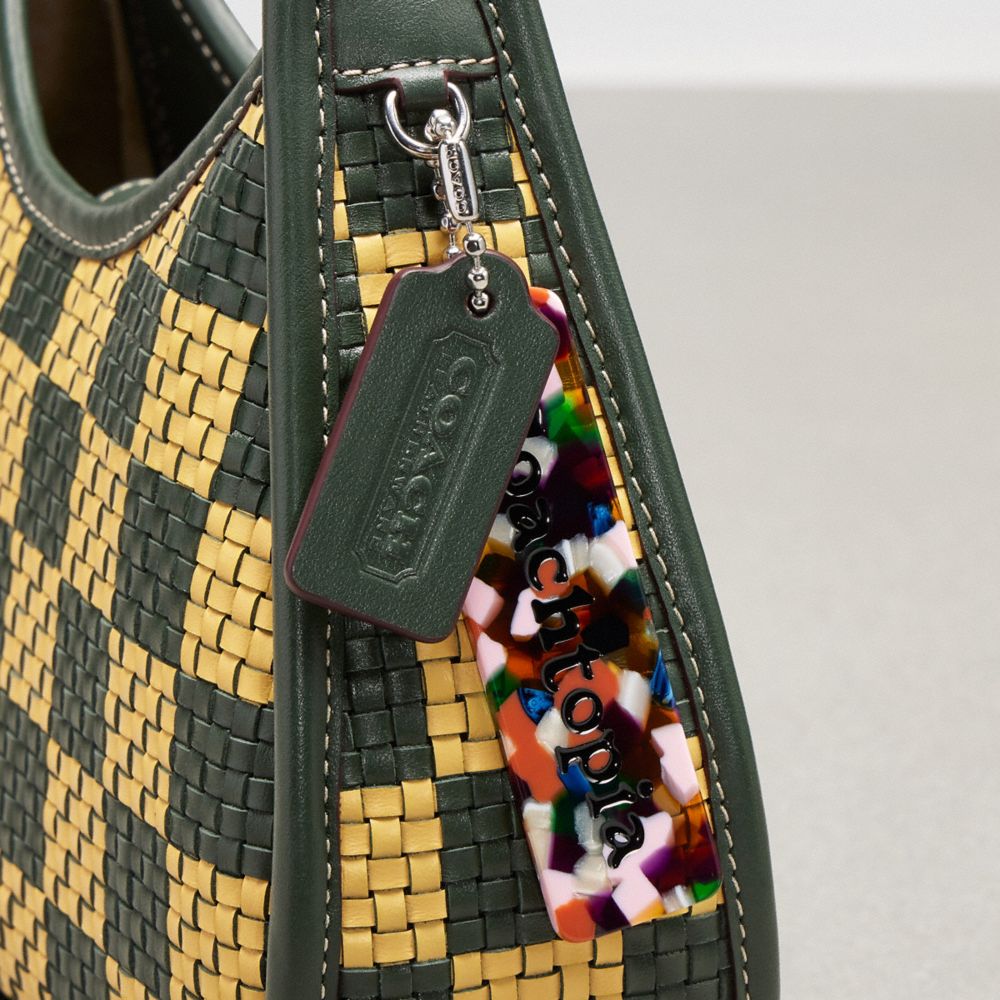 COACH®,Ergo Bag With Woven Checkerboard In Repurposed Leather,Leather,Acrylic,Shoulder Bag,Plastic,Embossed,Piping,Logo,Da...,Multi Color,Group View
