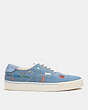 COACH®,COACH X OBSERVED BY US LACE UP SKATE SNEAKER,canvas,Blue Denim,Angle View