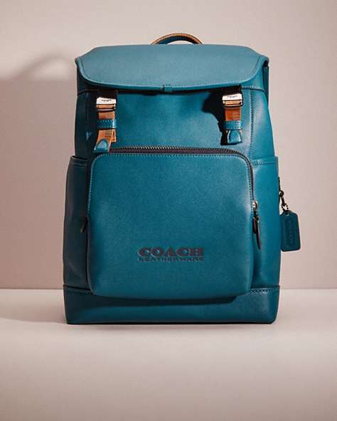 COACH®,RESTORED LEAGUE FLAP BACKPACK,X-Large,Deep Turquoise,Front View