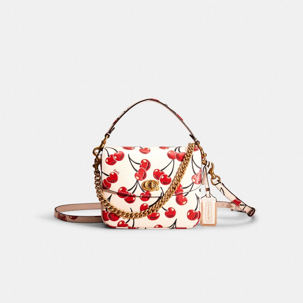 COACH Cherry-print Leather Crossbody Bag in White