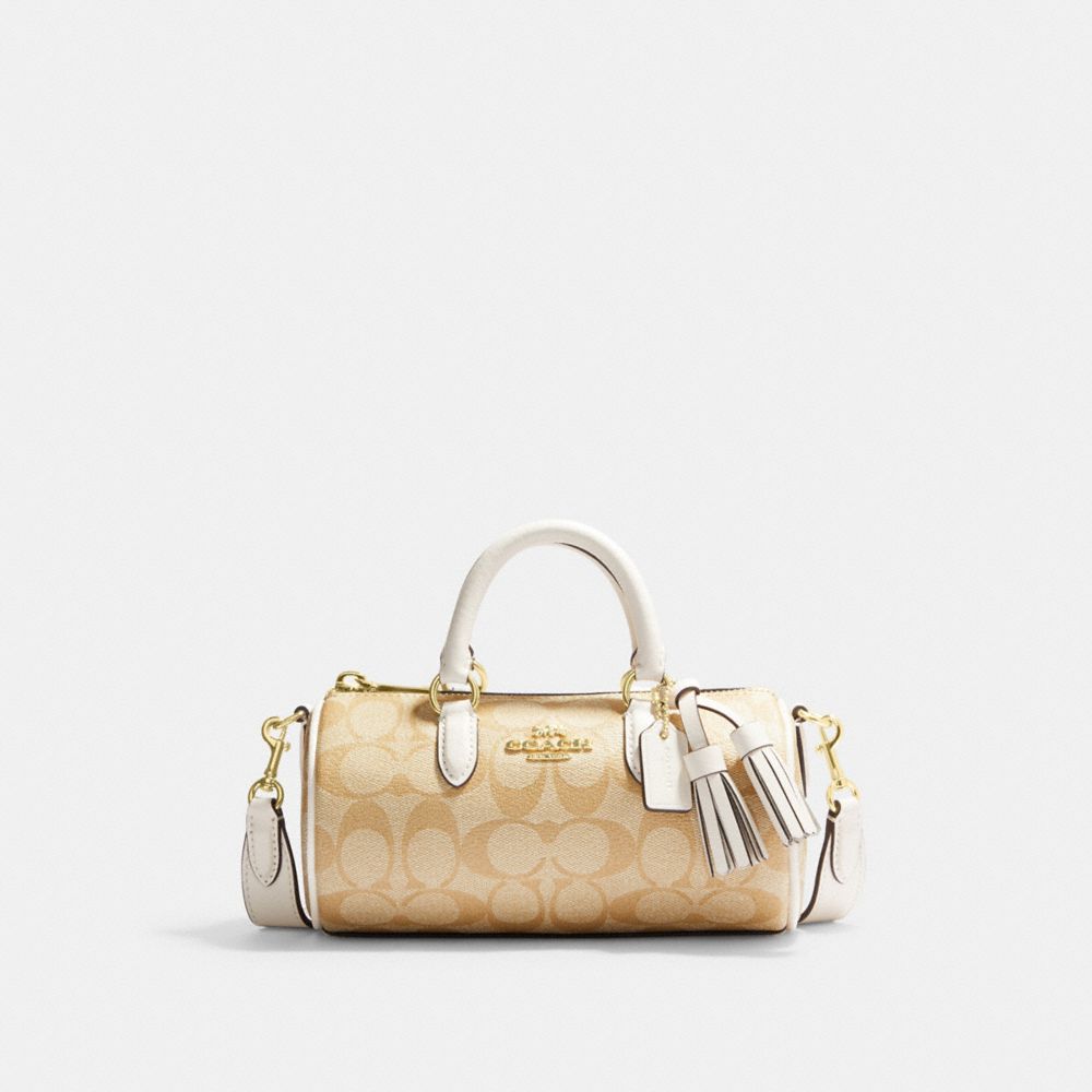 COACH®,LACEY CROSSBODY BAG IN SIGNATURE CANVAS,Signature Canvas,Small,Anniversary,Gold/Light Khaki Chalk,Front View image number 0