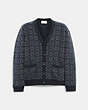 COACH®,SIGNATURE CARDIGAN,Wool/Cashmere,Charcoal,Front View