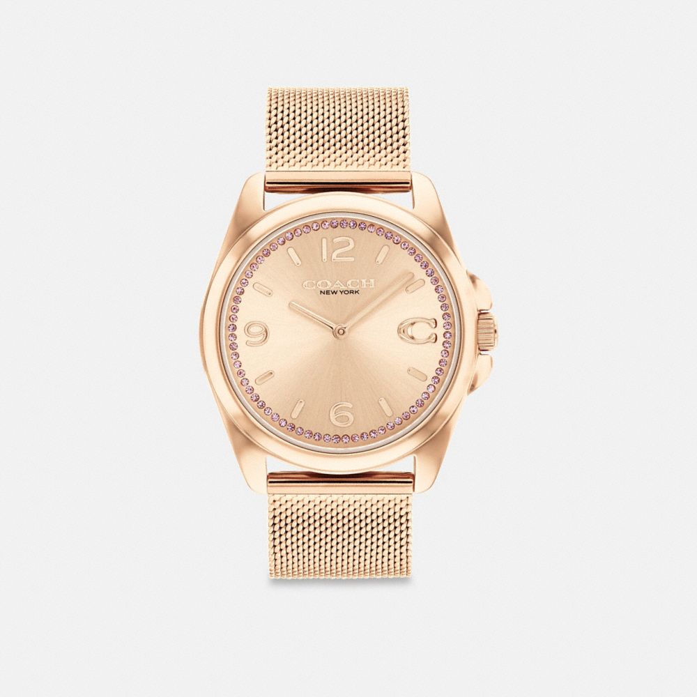 COACH®,GREYSON WATCH, 36MM,Carnation Gold,Front View