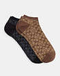 COACH®,SIGNATURE ANKLE SOCKS,Khaki/Black,Front View
