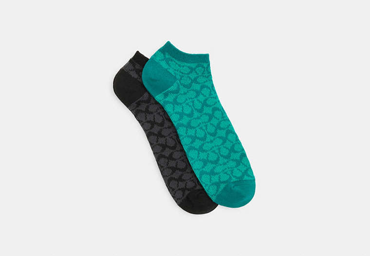 Coach Outlet Signature Ankle Socks In Green