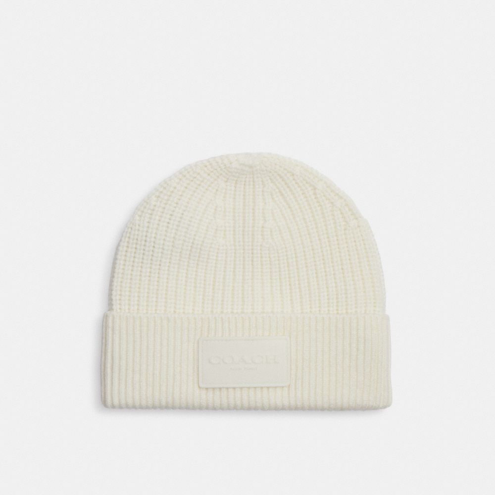 COACH®,KNIT BEANIE,Chalk,Front View