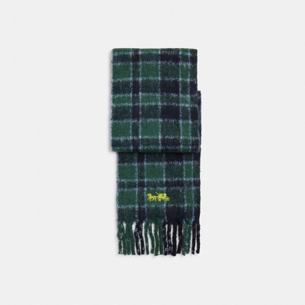 COACH®,CLASSIC PLAID OVERSIZED MUFFLER,Dark Pine,Front View