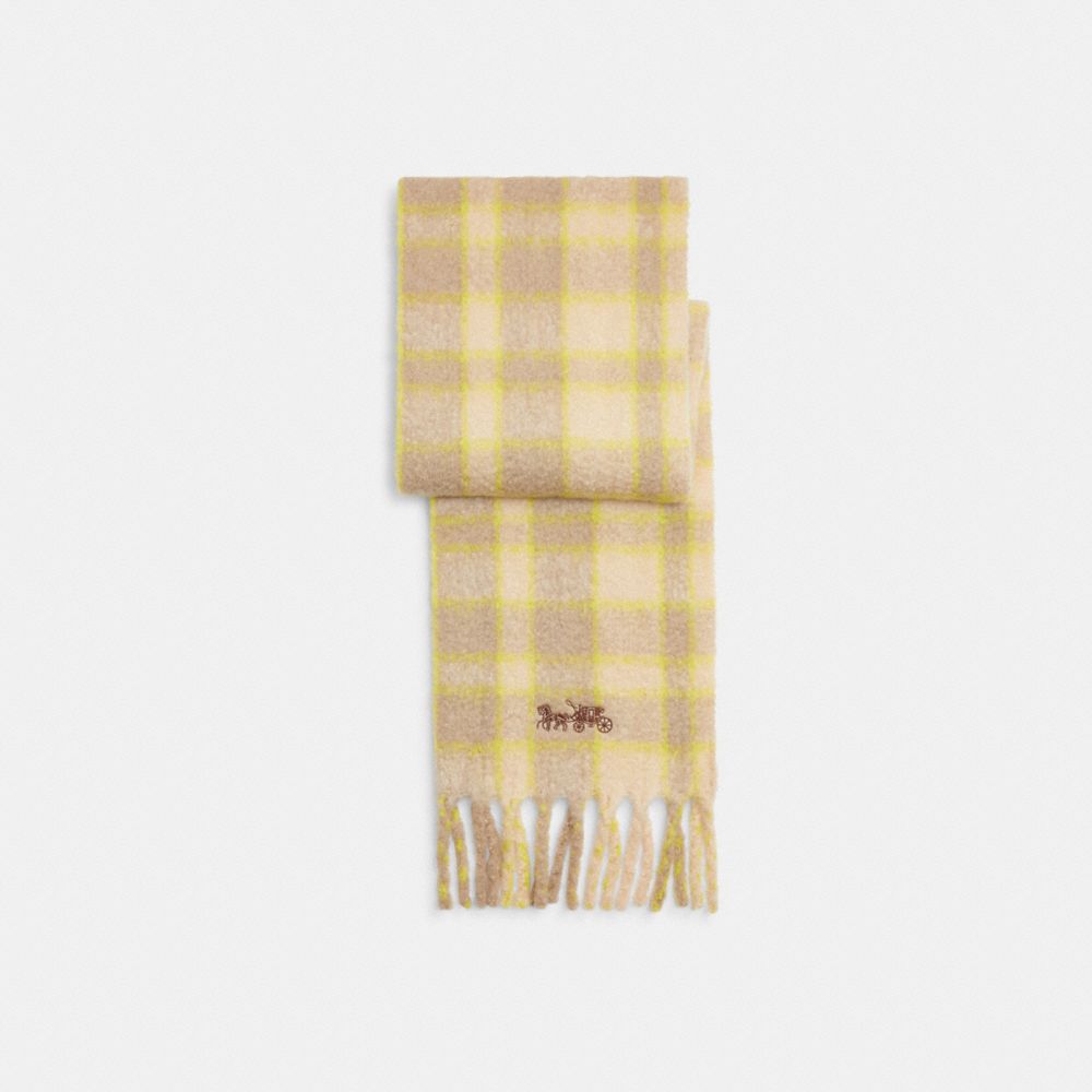 COACH®,CLASSIC PLAID OVERSIZED MUFFLER,Ivory,Front View
