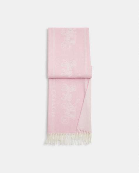 COACH®,CLASSIC HORSE AND CARRIAGE OVERSIZED MUFFLER,Carnation,Front View