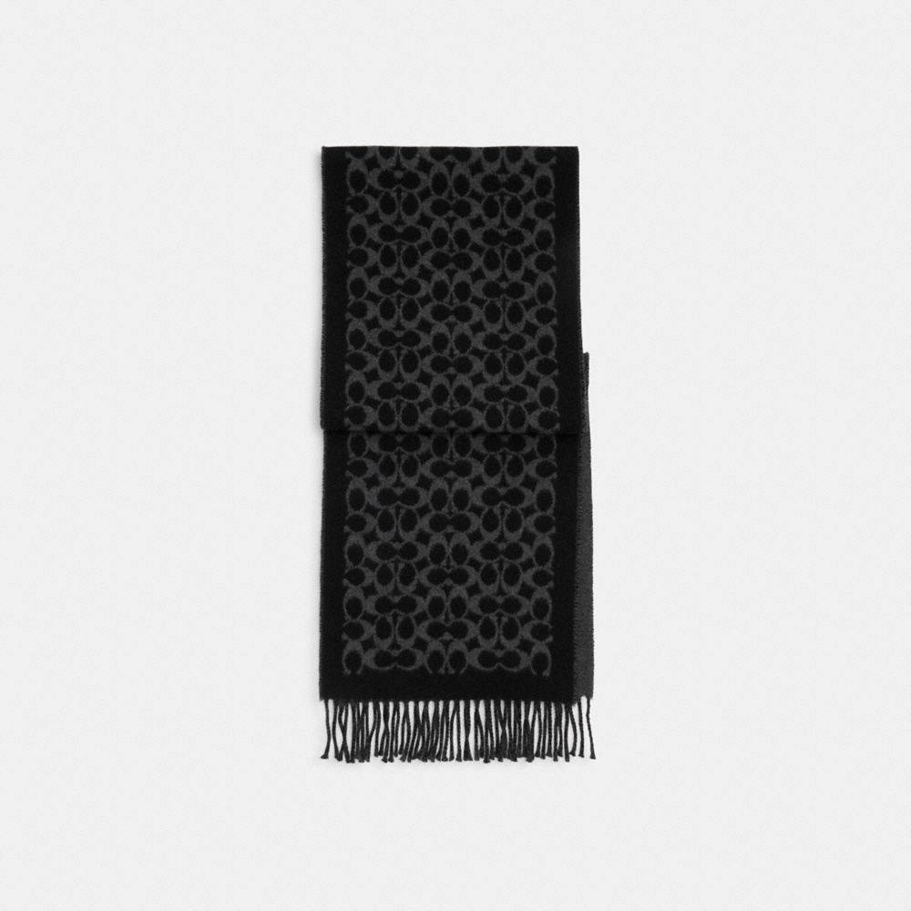 COACH®,SIGNATURE BICOLOR MUFFLER,Black,Front View image number 0