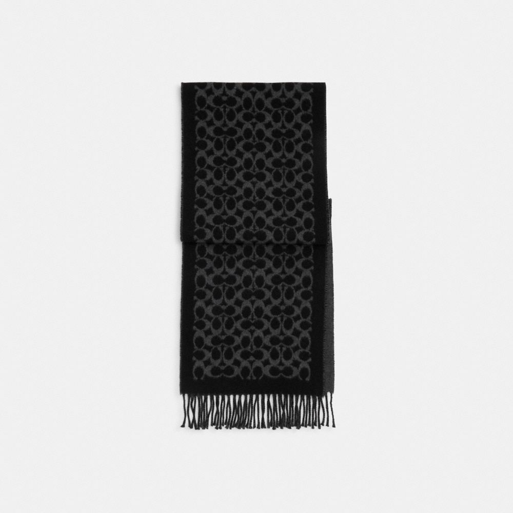 COACH®,SIGNATURE BICOLOR MUFFLER,Black,Front View