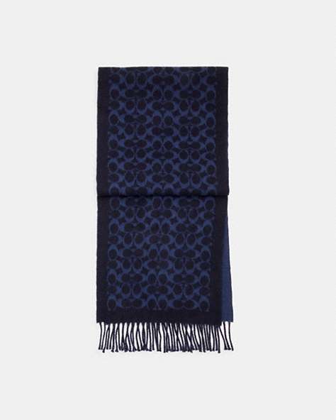 COACH®,SIGNATURE BICOLOR MUFFLER,Navy,Front View