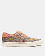 COACH®,COACH X OBSERVED BY US SKATE LACE UP SNEAKER IN SIGNATURE JACQUARD,Signature Jacquard,Garden,Oak/Faded Orange,Angle View
