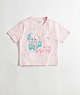 COACH®,Baby T-Shirt in 100% Recycled Cotton: Let us Take a Trip,95% recycled cotton,Pink/Multi,Front View