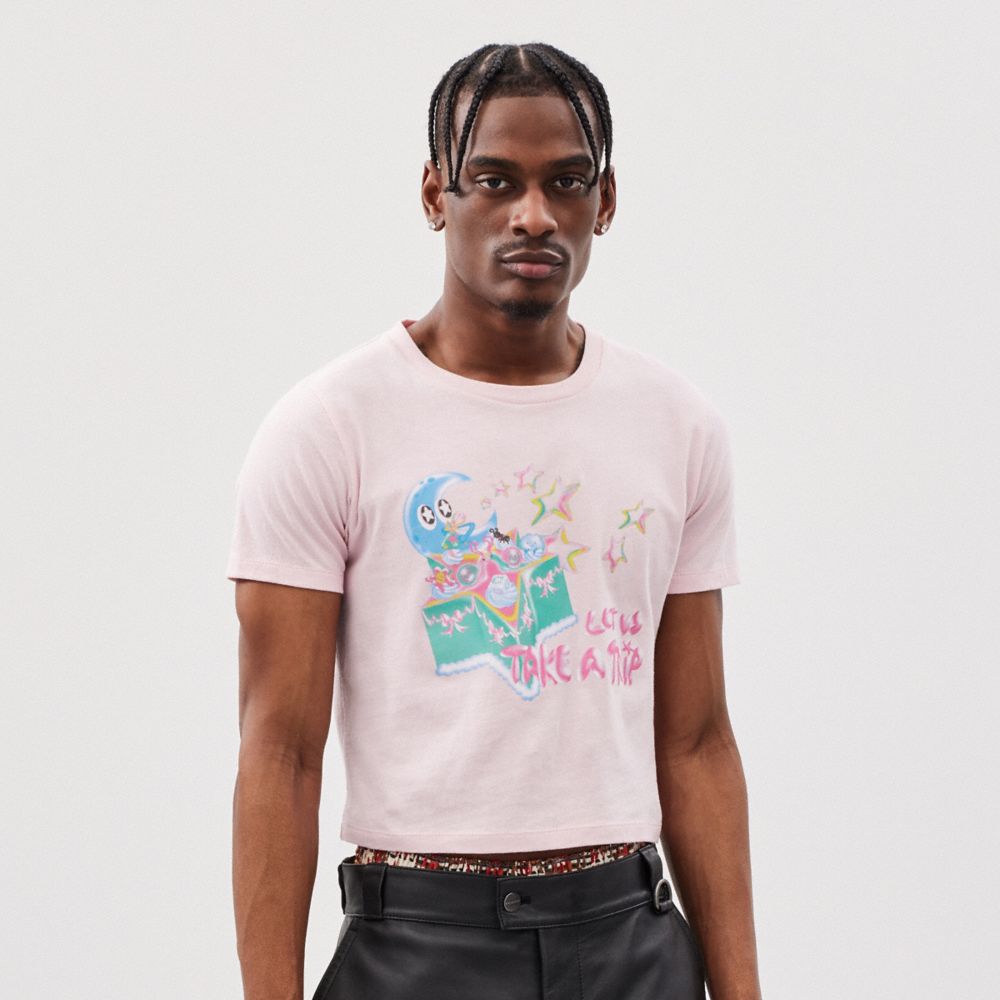 COACH®,Cropped T Shirt With Let Us Take A Trip Print,,Scale View