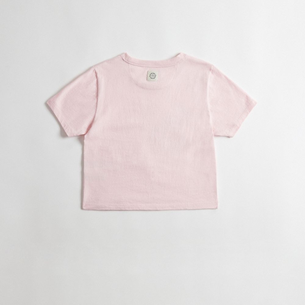 COACH®,Cropped Tee: Let Us Take a Trip,95% recycled cotton,Pink/Multi,Back View