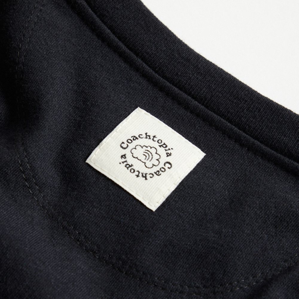 COACH®,Cropped T Shirt With This Is Coachtopia Print,Recycled Cotton,Recycled Polyester,Nylon,Cotton,T Shirt,Word Embellis...,Black