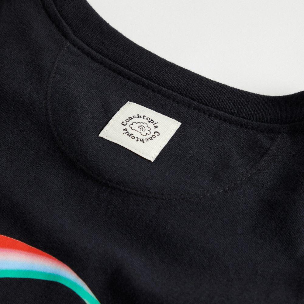 COACH®,Relaxed T Shirt With This Is Coachtopia Print,Recycled Cotton,Nylon,Recycled Polyester,T Shirt,Casual,Black