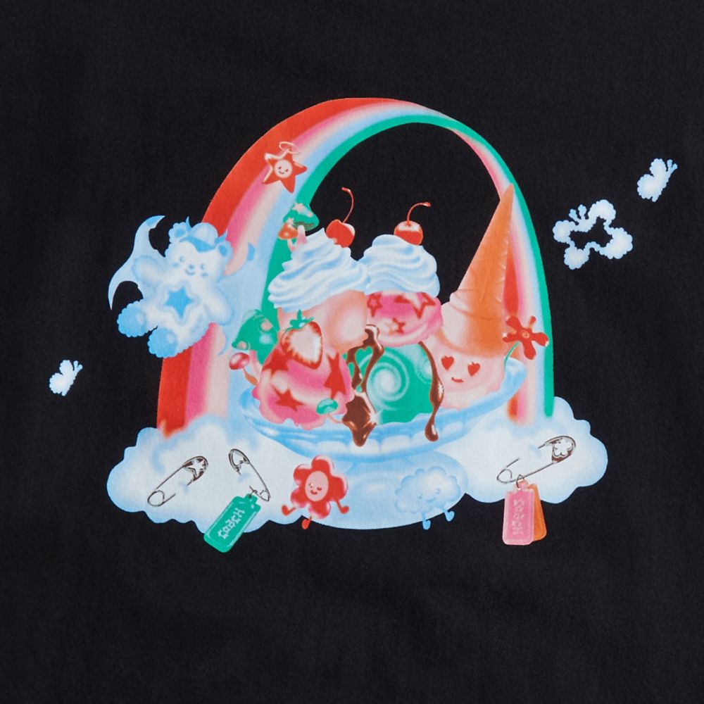 COACH®,Relaxed T Shirt With This Is Coachtopia Print,Recycled Cotton,Nylon,Recycled Polyester,T Shirt,Casual,Black,Closer View
