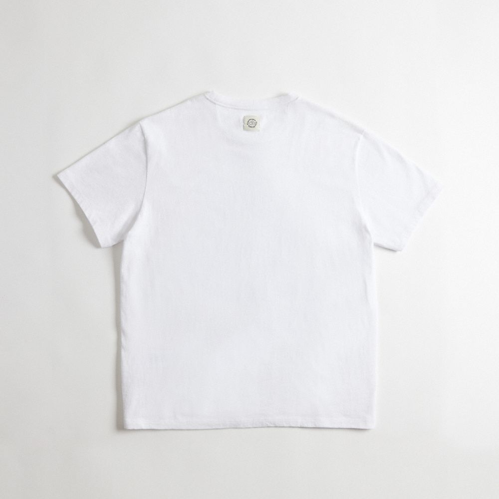 COACH®,Relaxed T-Shirt in 97% Recycled Cotton: This is Coachtopia,95% recycled cotton,White,Back View