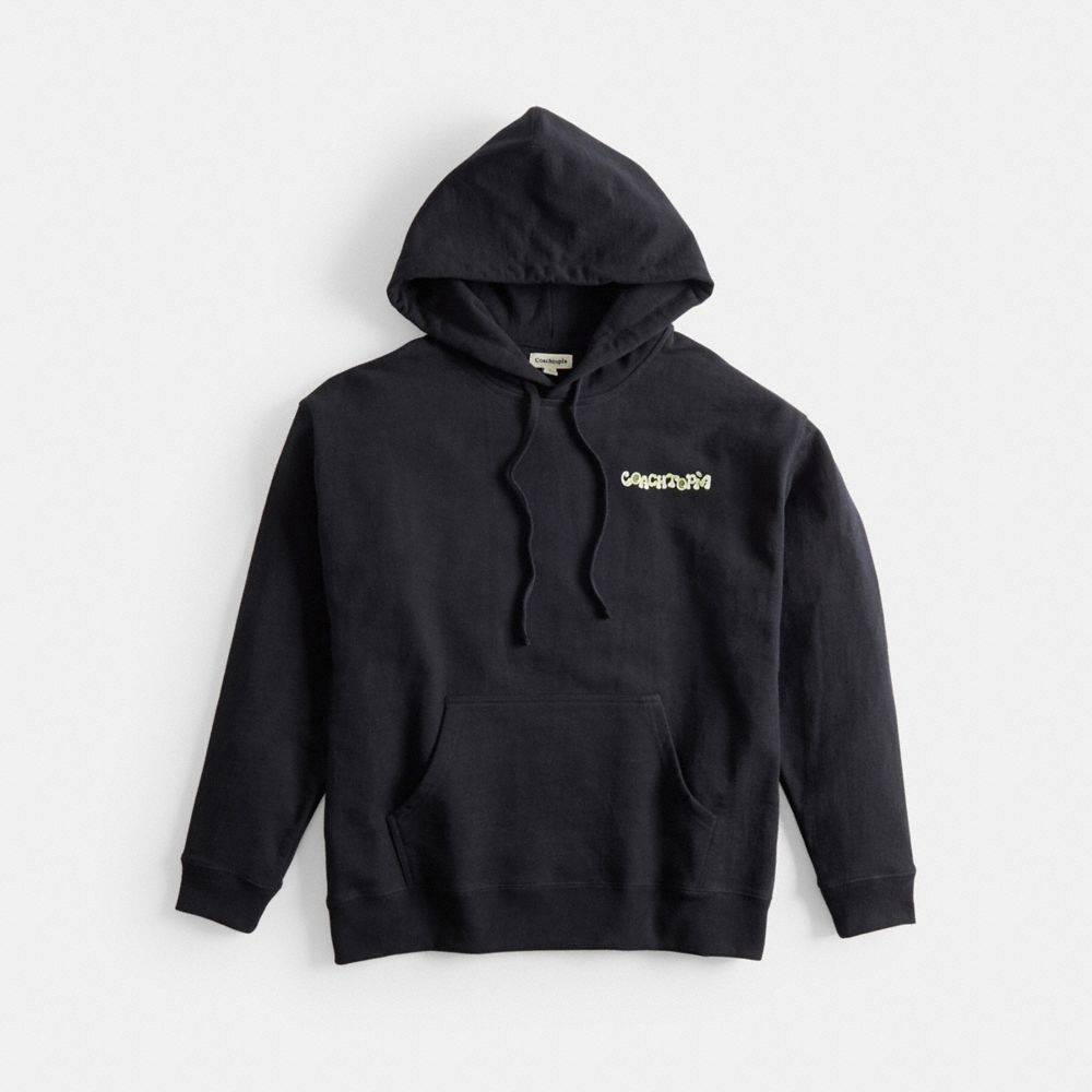 COACH®,Hoodie in 98% Recycled Cotton: This is Coachtopia,95% recycled cotton,Black,Front View