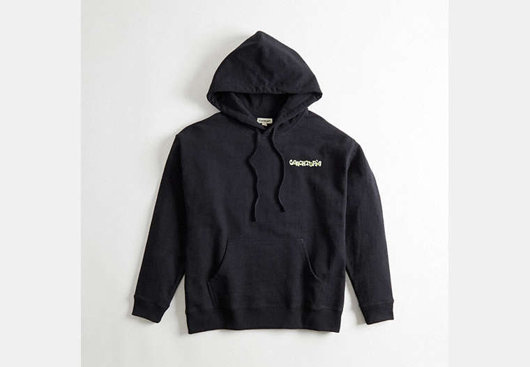 COACH®,Hoodie in 98% Recycled Cotton: This is Coachtopia,95% recycled cotton,Black,Front View image number 0