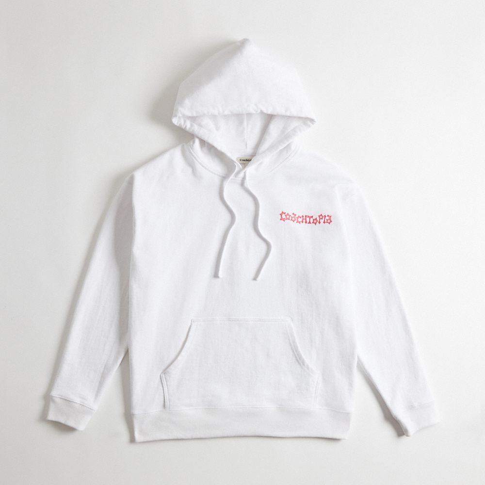 COACH®,Hoodie in 98% Recycled Cotton: This is Coachtopia,95% recycled cotton,White,Front View image number 0
