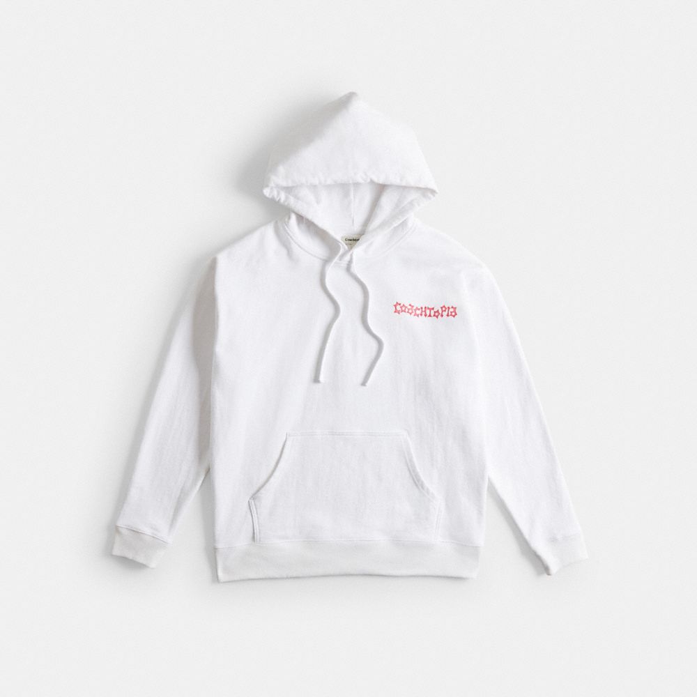 COACH®,Hoodie in 98% Recycled Cotton: This is Coachtopia,95% recycled cotton,White,Front View