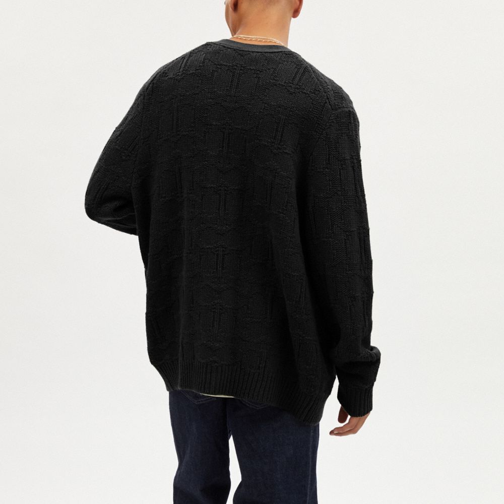 COACH®,SIGNATURE KNIT CARDIGAN,Black,Scale View