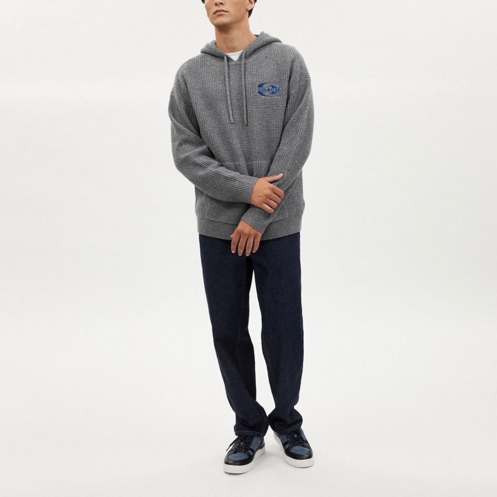 COACH®,KNIT HOODIE,Heather Grey,Scale View