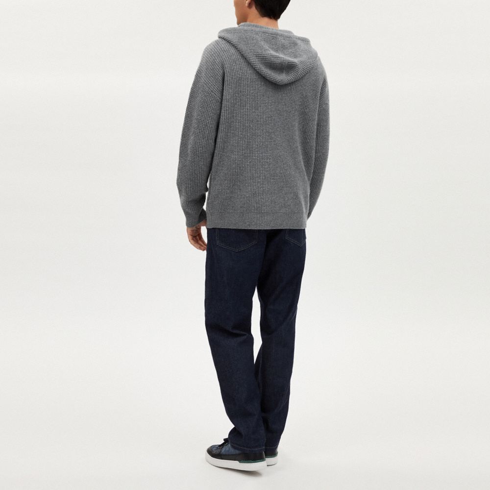 COACH®,KNIT HOODIE,Heather Grey,Scale View