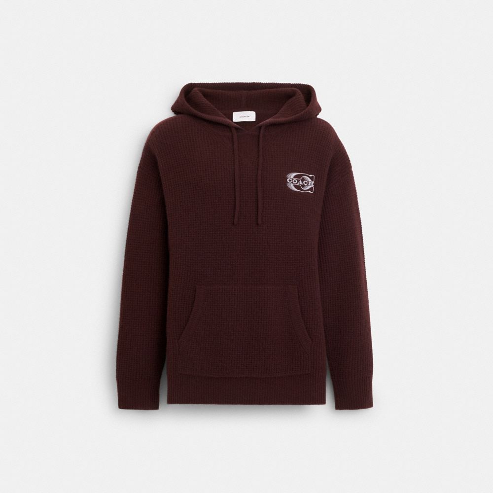 COACH®,KNIT HOODIE,Oxblood,Front View