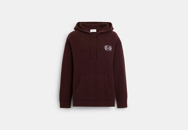 COACH®,KNIT HOODIE,Oxblood,Front View