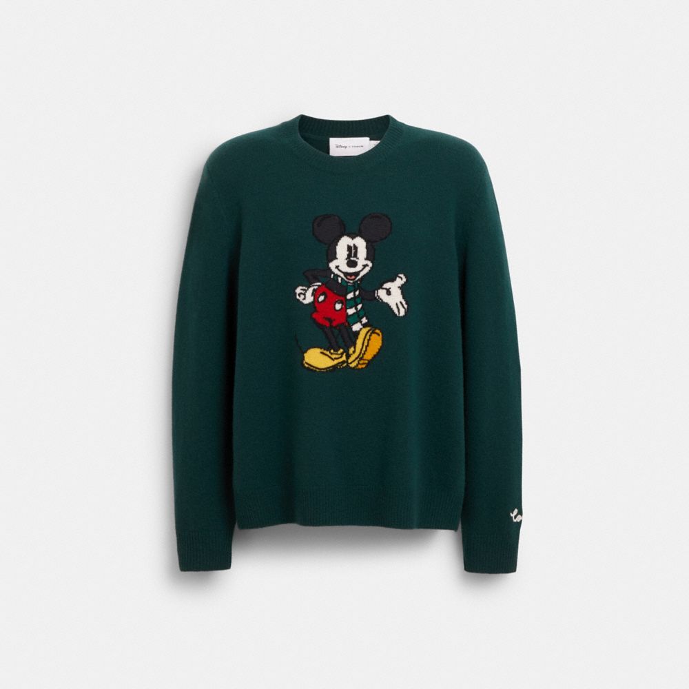 COACH®,DISNEY X COACH MICKEY MOUSE SWEATER,Dark Pine,Front View