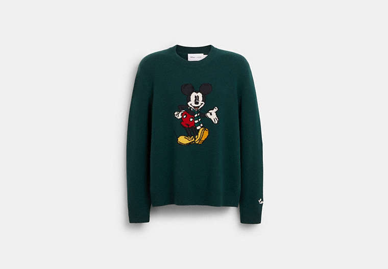 COACH®,DISNEY X COACH MICKEY MOUSE SWEATER,Dark Pine,Front View