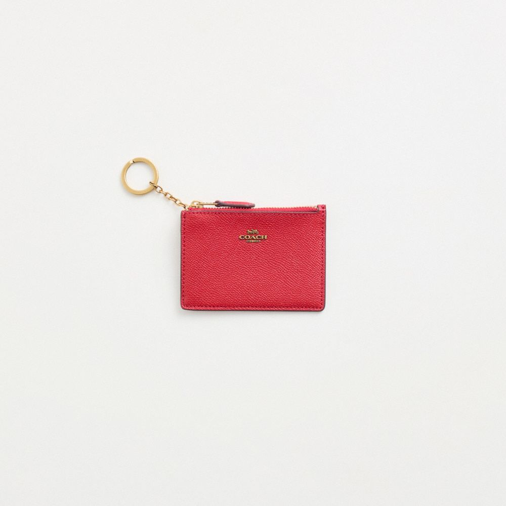 Coach Restored Mini Skinny Id Case In Brass/electric Red