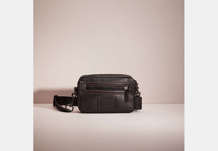 COACH®,RESTORED ACADEMY CROSSBODY,Smooth Leather,Pewter/Black,Front View