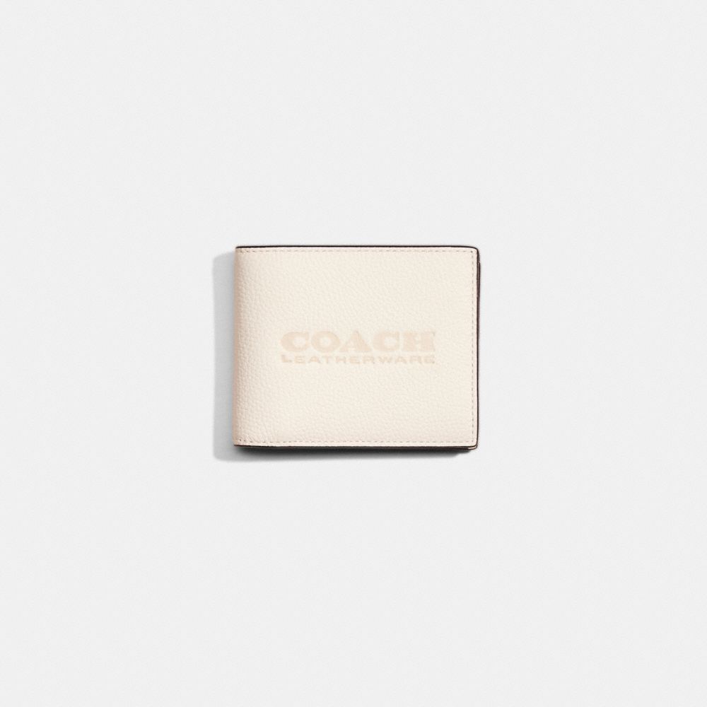 COACH®,Restored 3 In 1 Wallet,Leather,Bi Fold,Logo,Engraved Detail,Casual,Cream,Front View