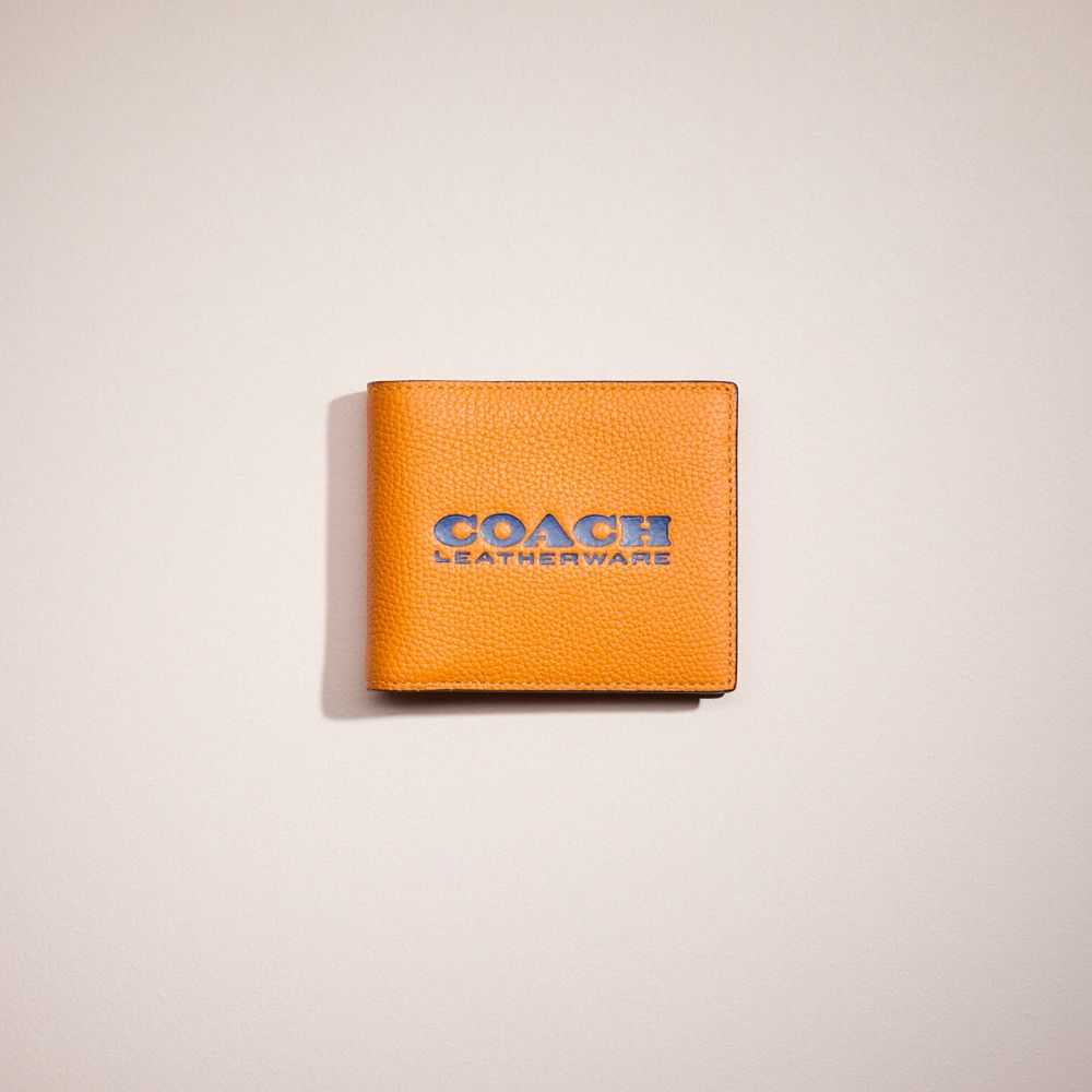 COACH®,Restored 3 In 1 Wallet,Leather,Bi Fold,Logo,Engraved Detail,Casual,Orange,Front View