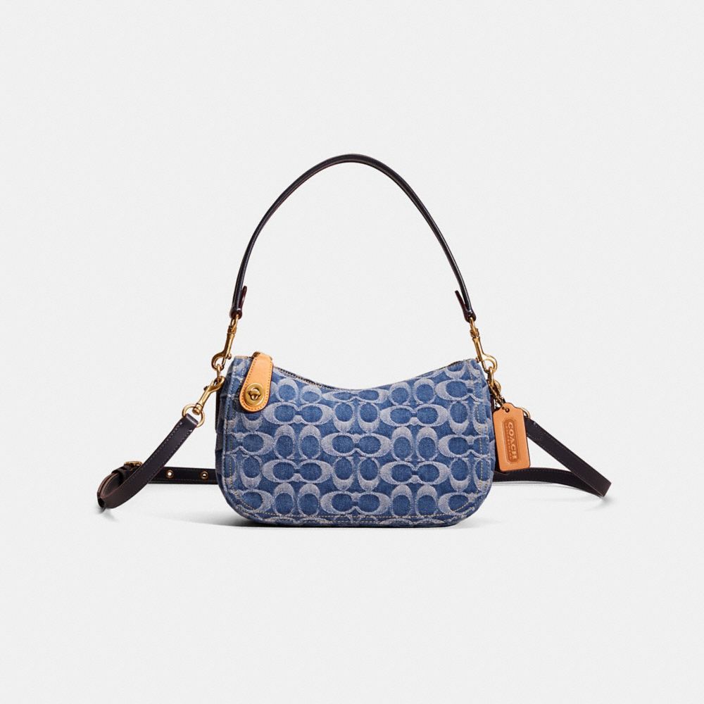 COACH®,Restored Swinger In Signature Denim,,Front View