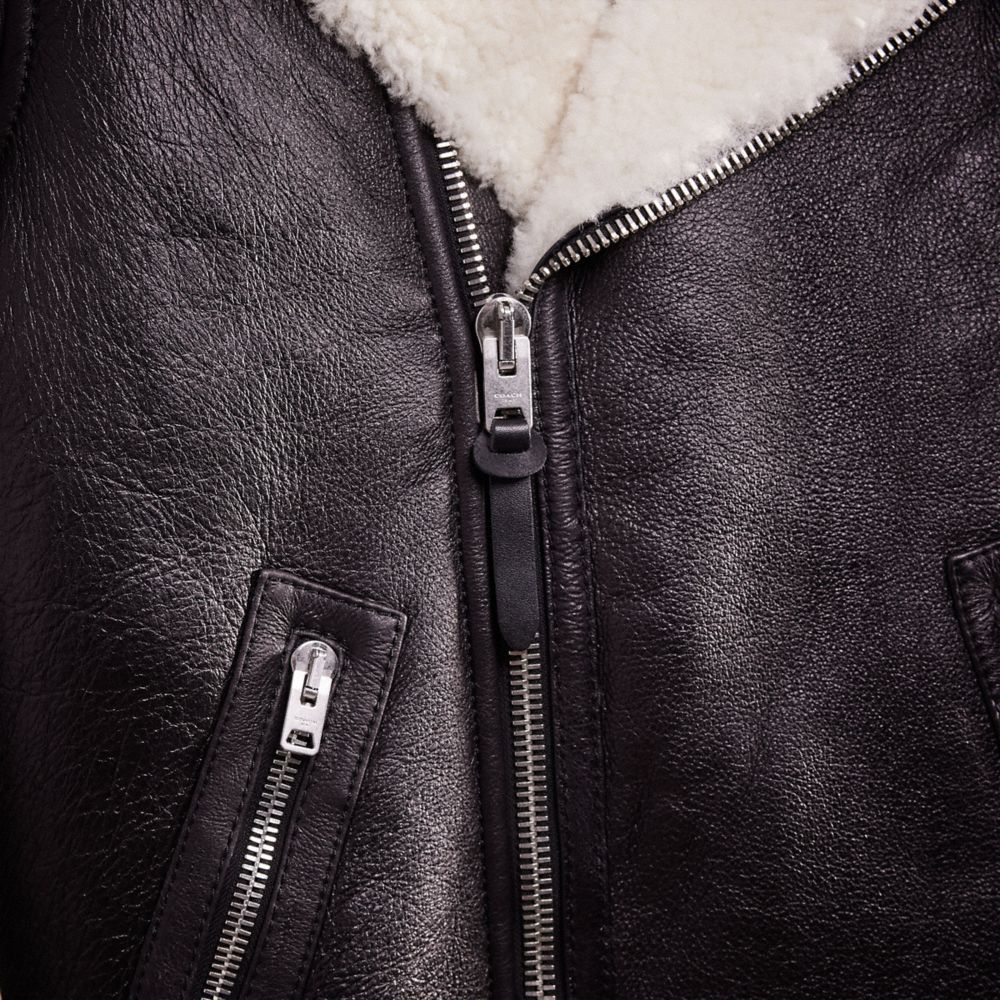 Coach shearling hotsell moto jacket