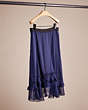COACH®,RESTORED LONG TIERED SKIRT,Polyester,Navy,Back View