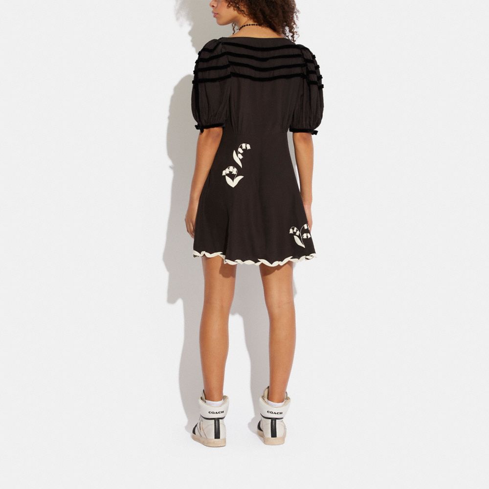 COACH®,ベビードール ドレス・ベルベット ボウ,ワンピース,ﾌﾞﾗｯｸ ﾏﾙﾁ