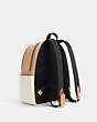 COACH®,COURT BACKPACK IN COLORBLOCK,Leather,Medium,Silver/Sandy Beige Multi,Angle View