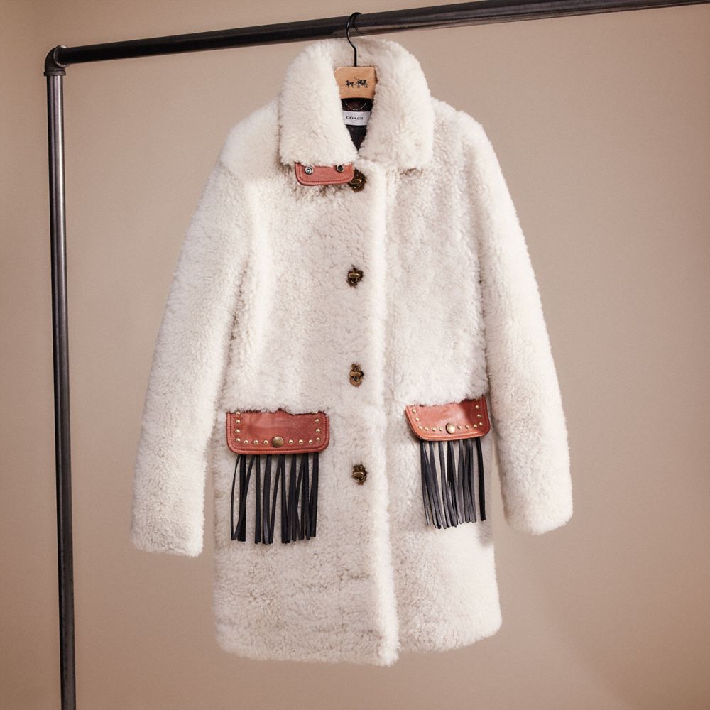 Wool shearling store coat coach