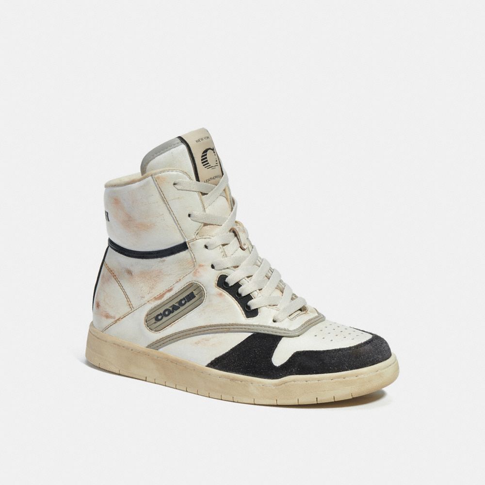 COACH®,HIGH TOP SNEAKER,White & Black,Front View image number 0
