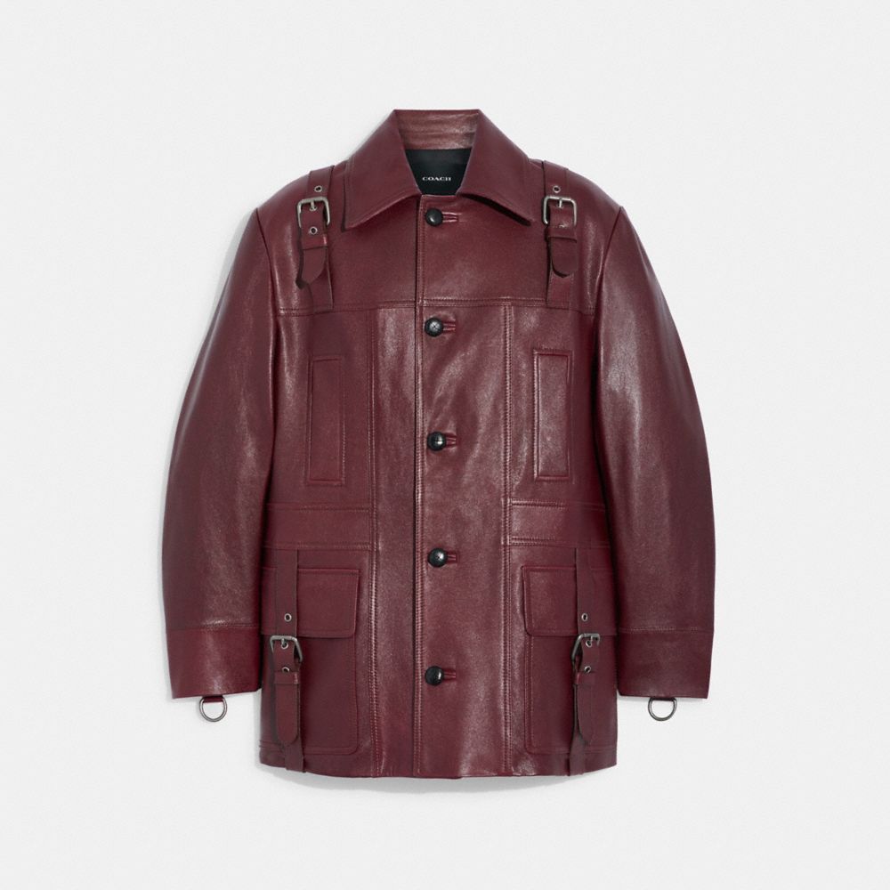 Men's Burgundy Reversible Leather Jacket