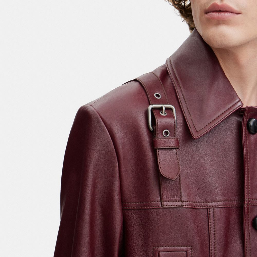 Zara burgundy hot sale leather jacket