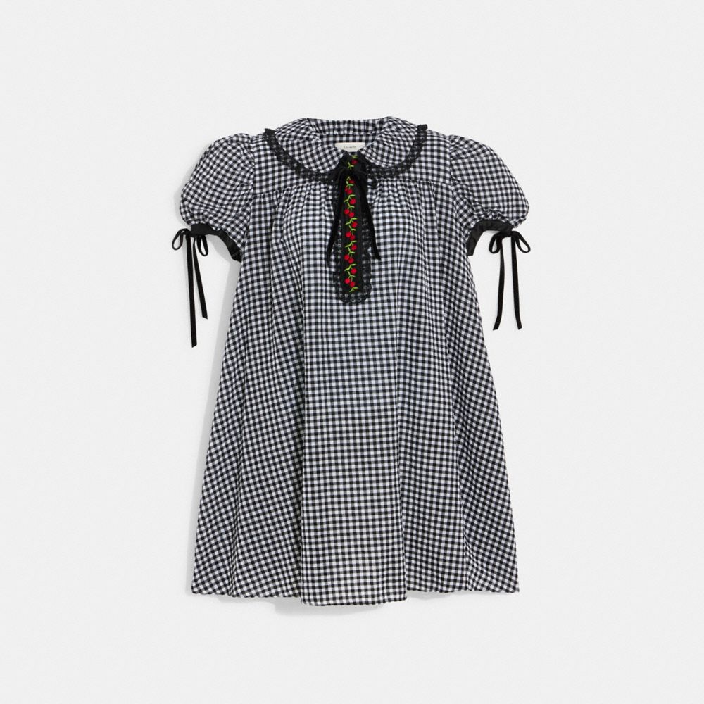 Gingham Tie Collar Mini Dress